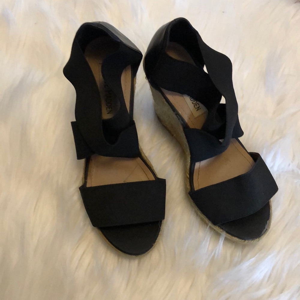 Black Strappy Wedges